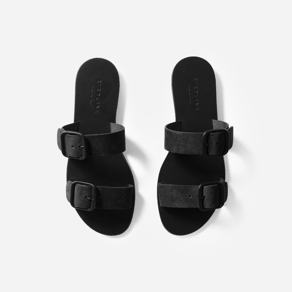 Everlane Women's Black Suede Buckle Sandal